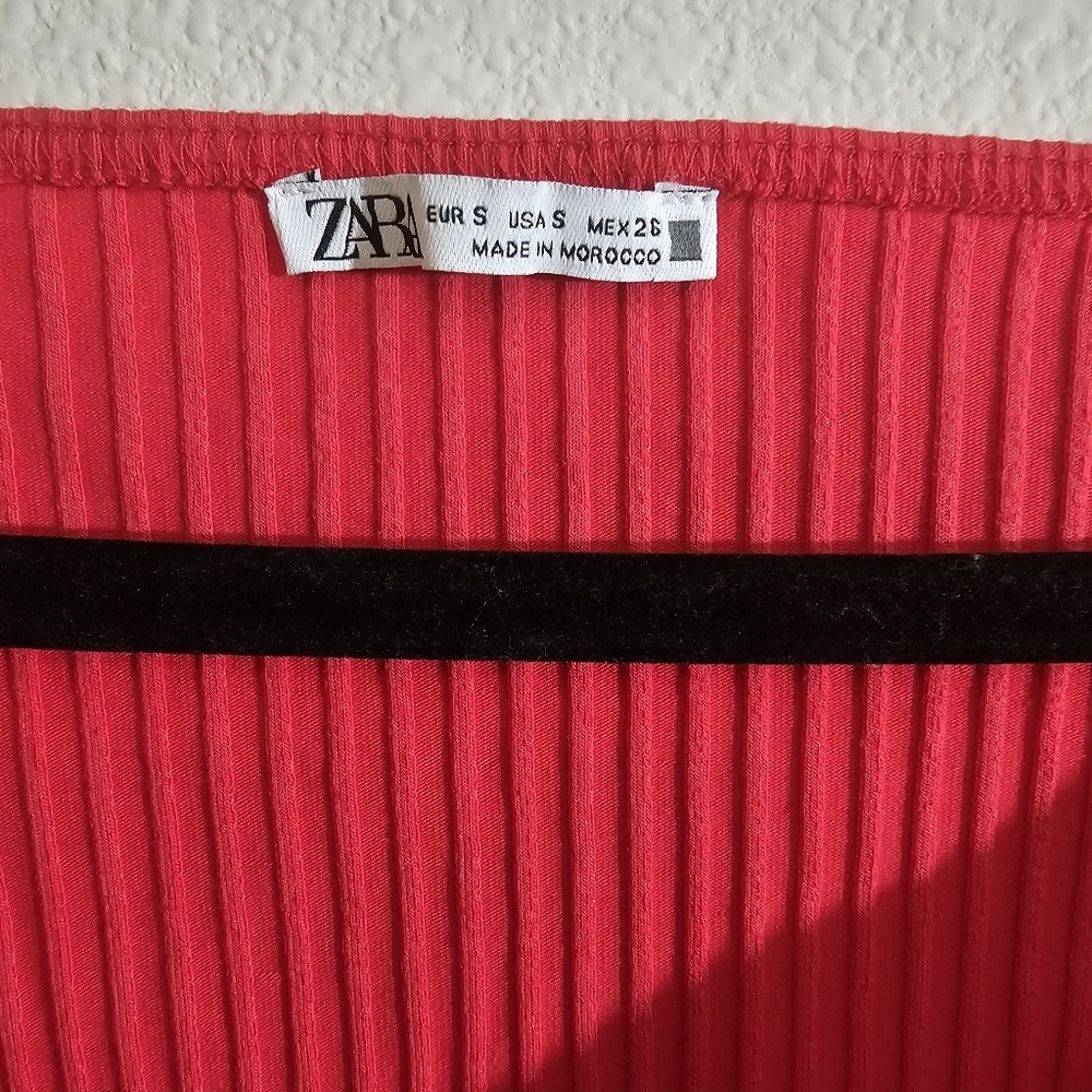 Zara Top S Pink Ribbed Crop - Picture 6 of 6